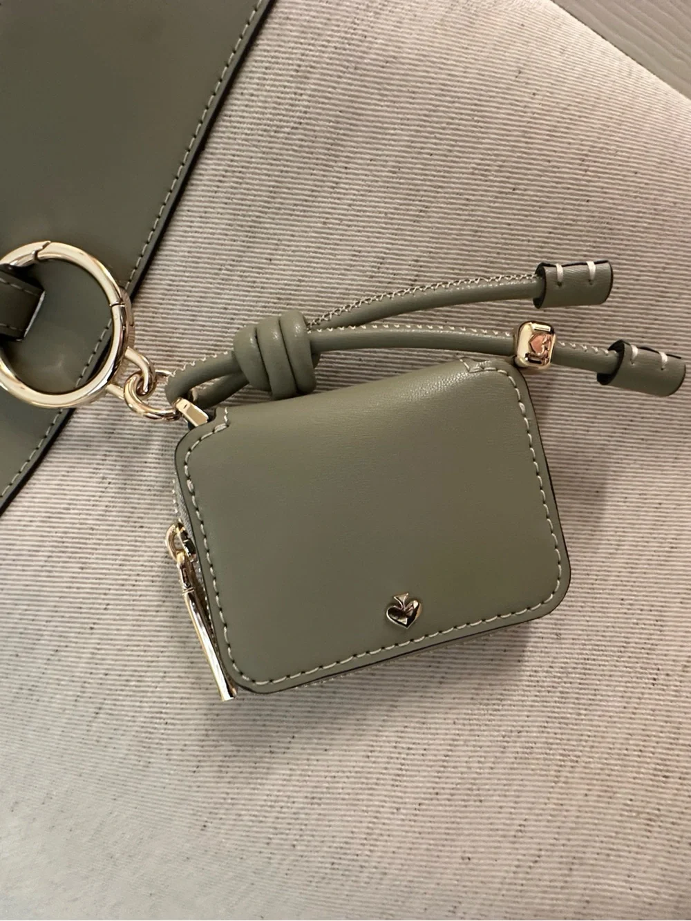 kate spade Olive and Cream Canvas Tote with Coin Pouch